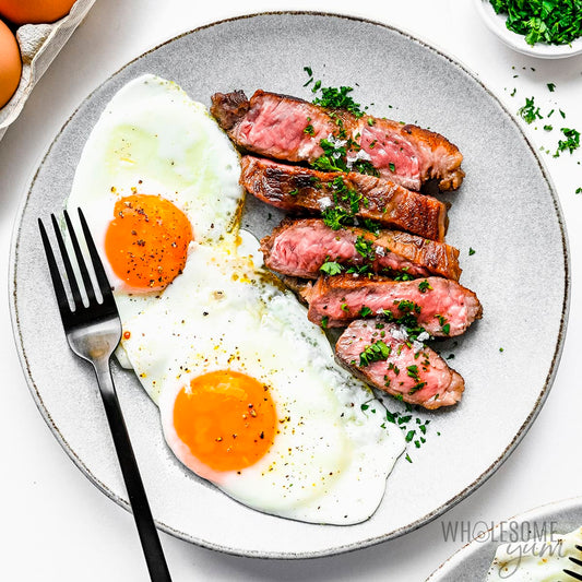 2 Eggs sirlon steak served w/ Homefries + Toast